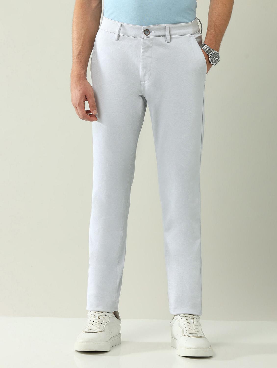 men solid md rise flat front casual chinos - 21943281 - Standard Image - 1