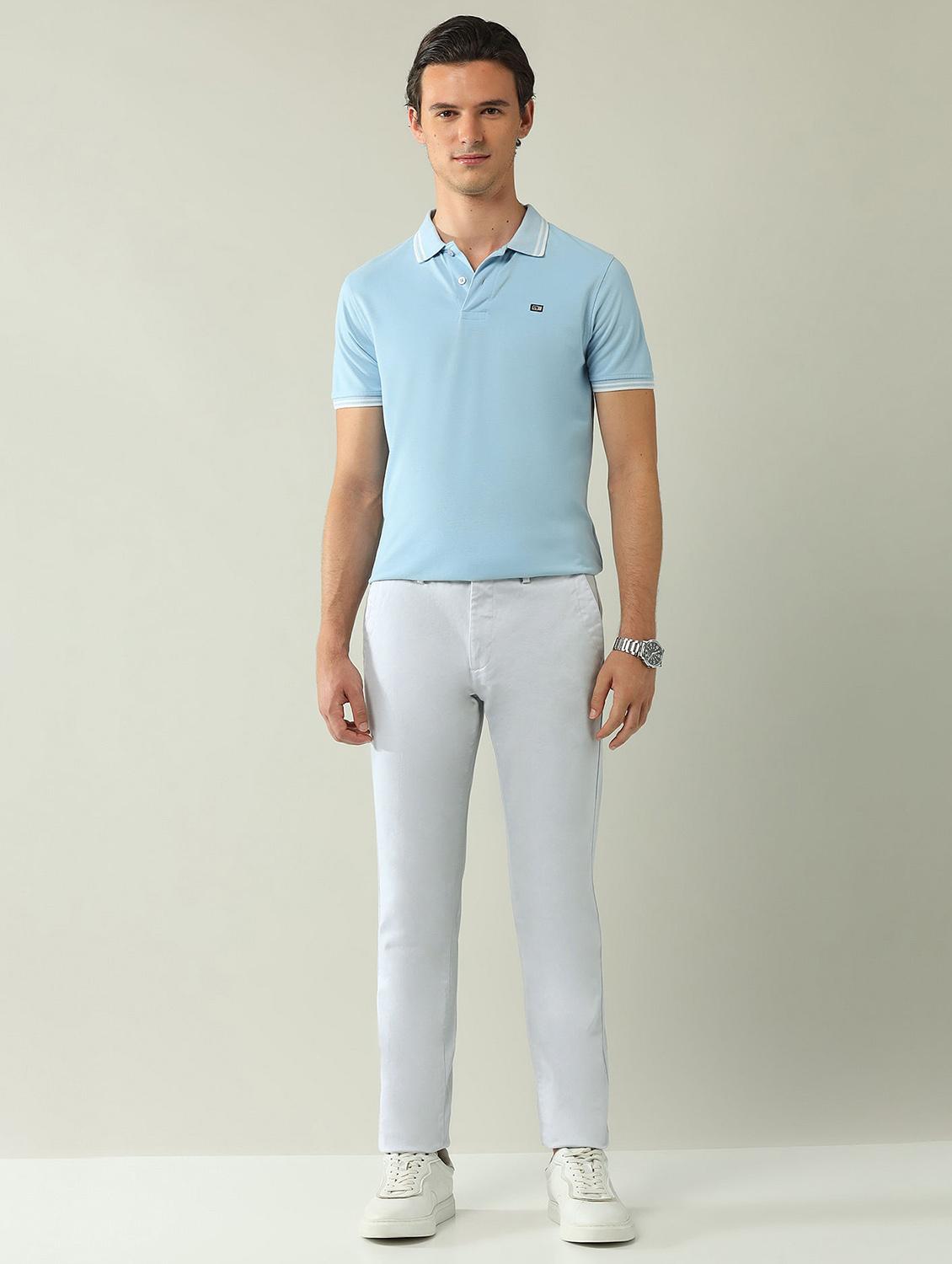 men solid md rise flat front casual chinos - 21943281 - Standard Image - 4