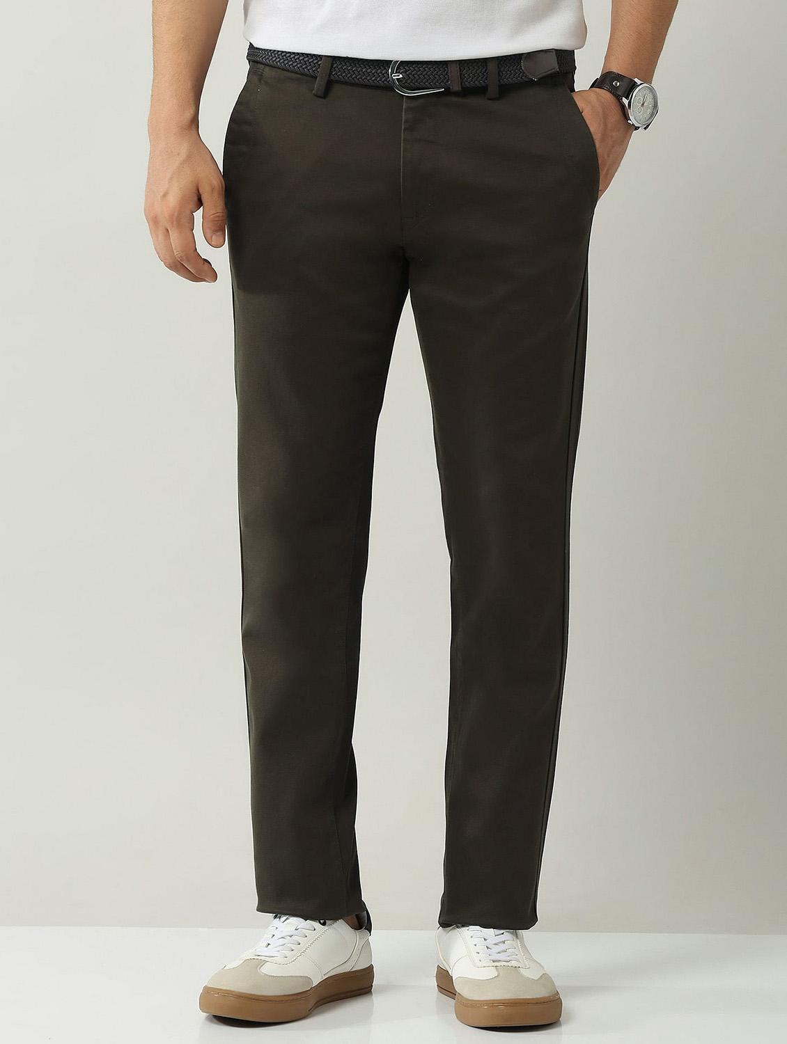 men solid md rise flat front casual chinos  - 21943282 -  Standard Image - 1