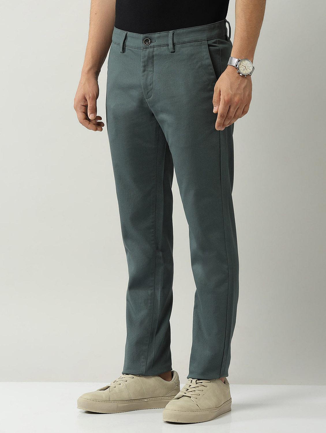 men solid md rise flat front casual chinos - 21943284 - Standard Image - 1