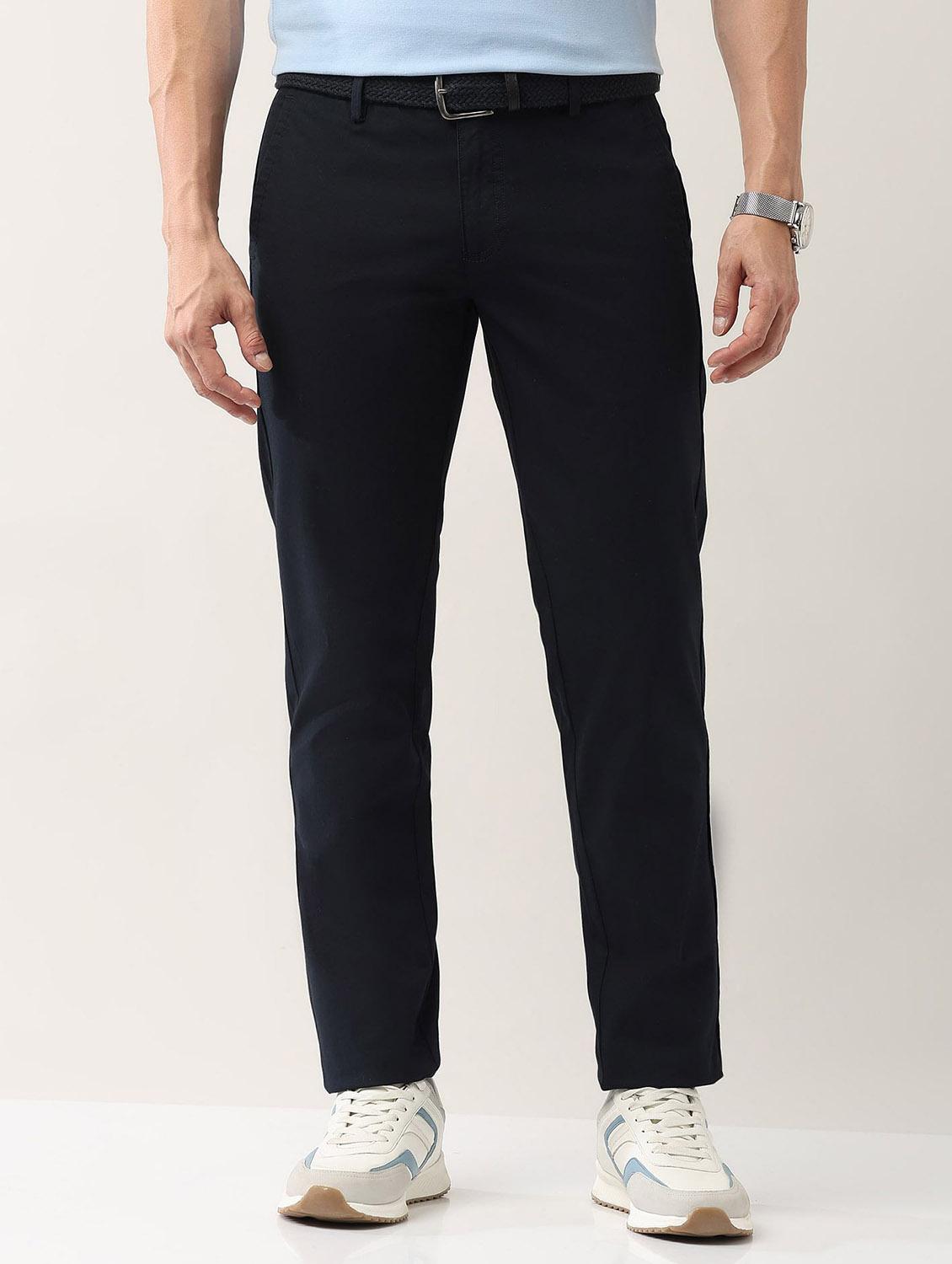 men solid md rise flat front casual chinos  - 21943285 -  Standard Image - 1