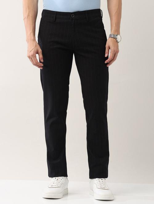 men solid md rise flat front casual chinos - 21943287 - Standard Image - 0