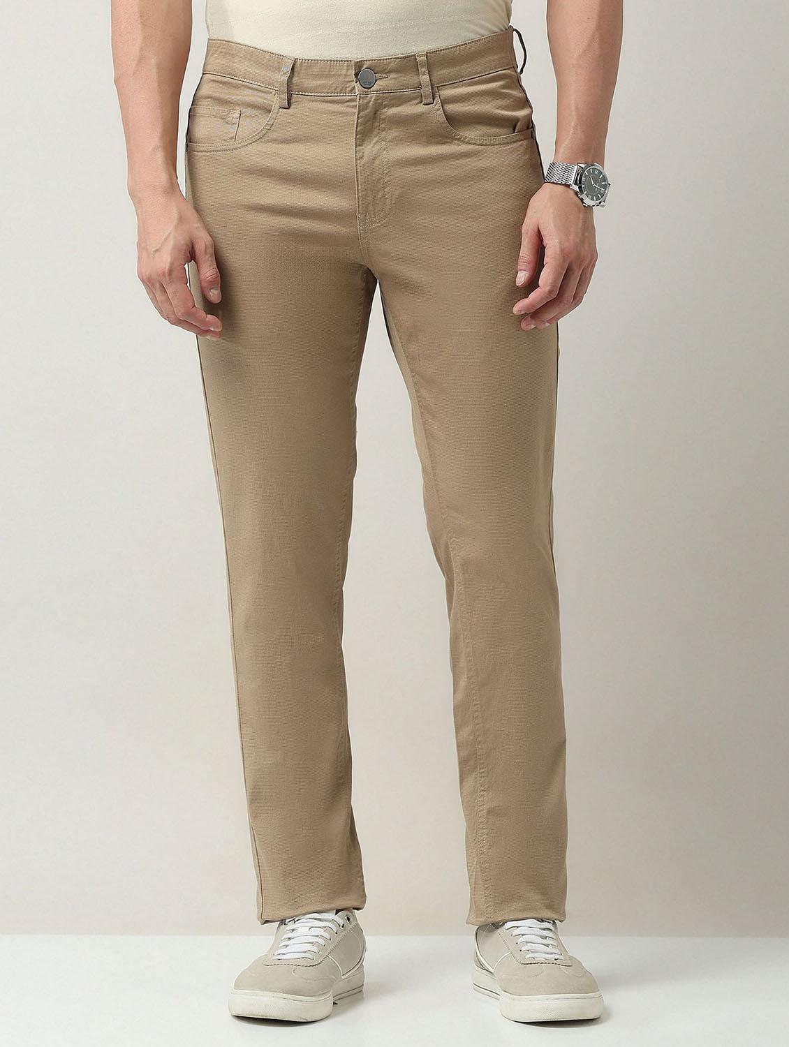 men solid md rise flat front casual chinos - 21943290 - Standard Image - 1