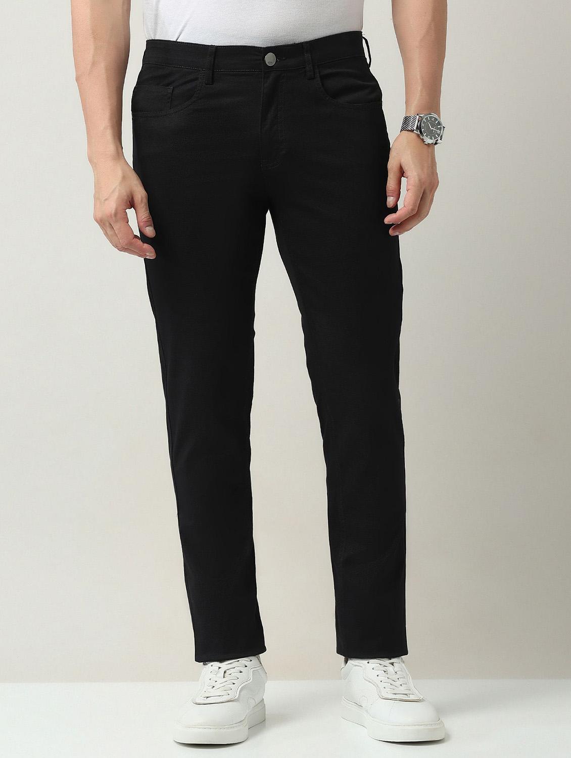 men solid md rise flat front casual chinos - 21943292 - Standard Image - 1