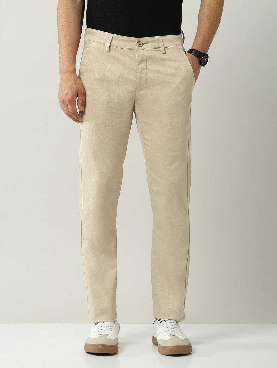 men solid md rise flat front casual chinos  - 21943293 -  Zoom Image - 0