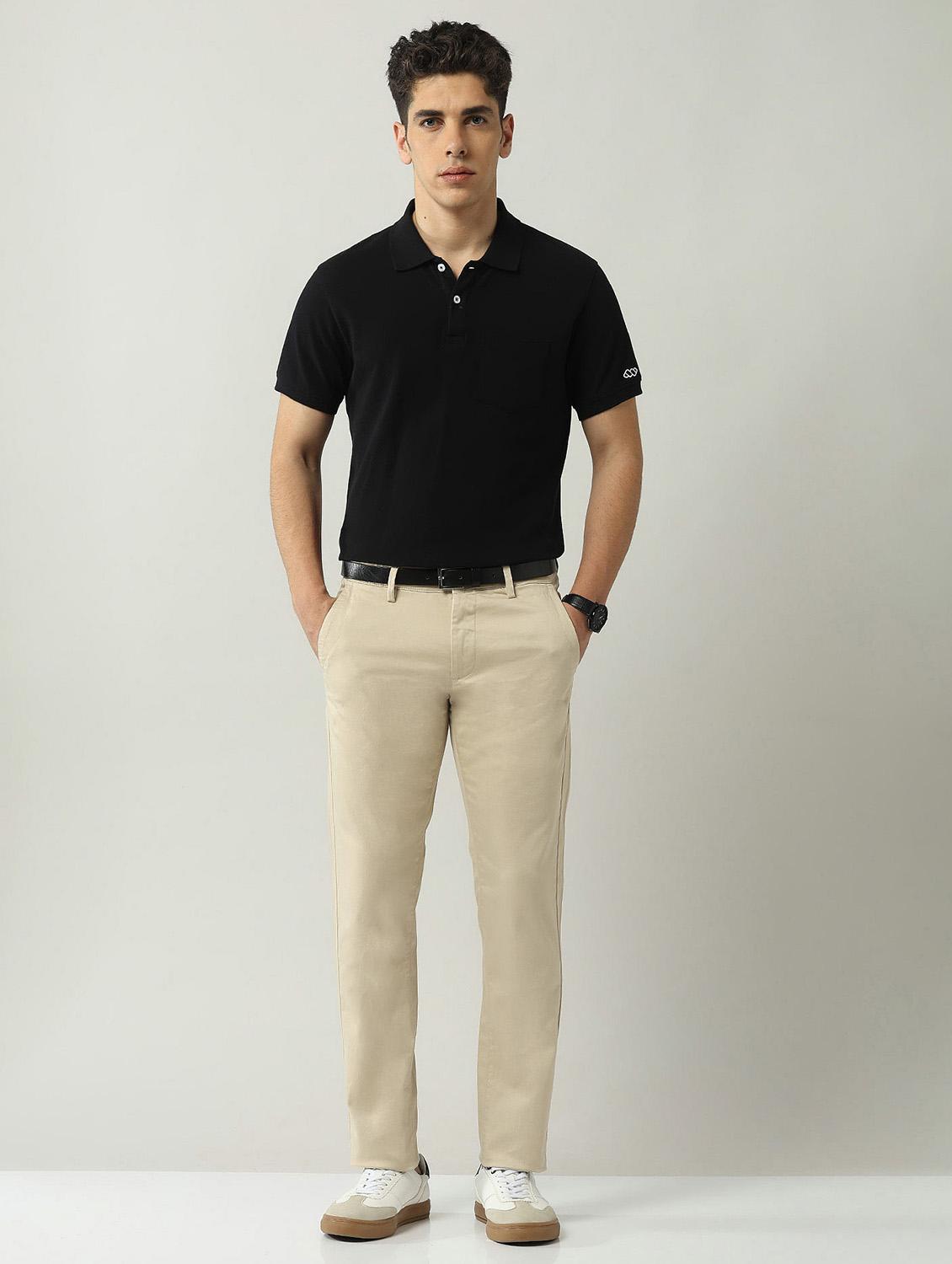 men solid md rise flat front casual chinos - 21943293 - Standard Image - 4