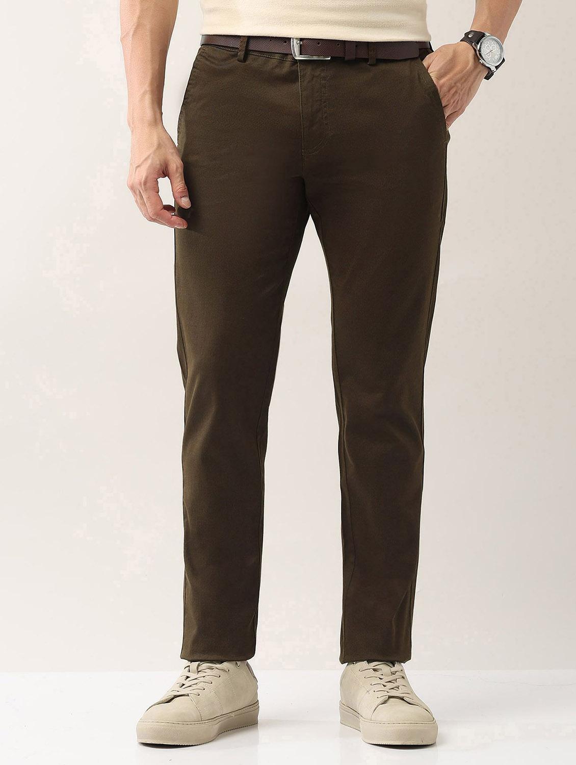 men solid md rise flat front casual chinos - 21943294 - Zoom Image - 0