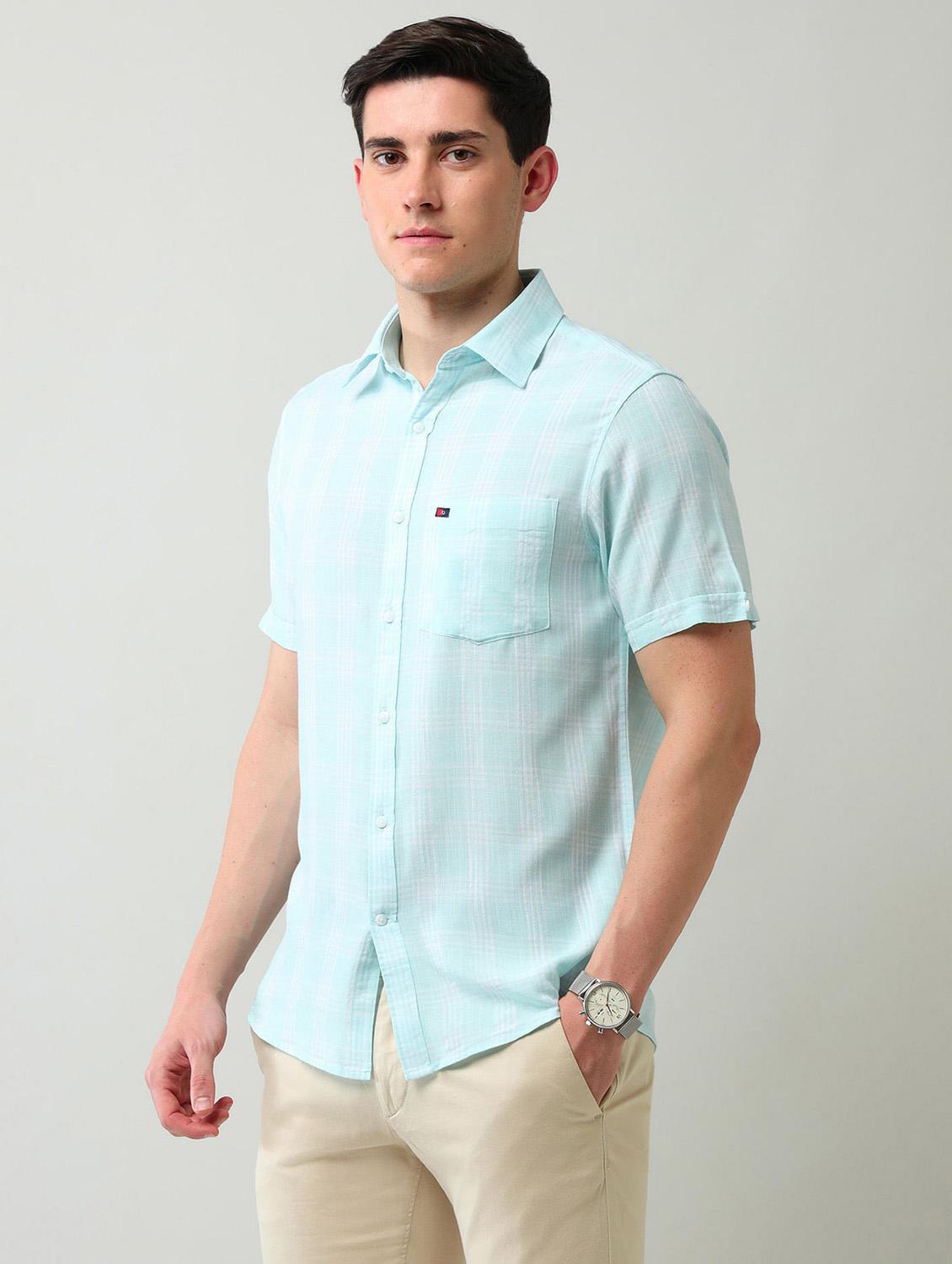 men checkered short sleeve regular fit casual shirt - 21943334 - Standard Image - 1