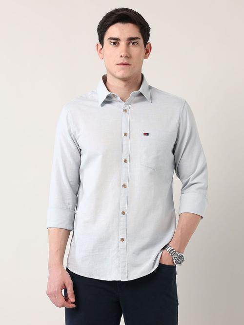 men solid long sleeve regular fit casual shirt - 21943342 - Standard Image - 0