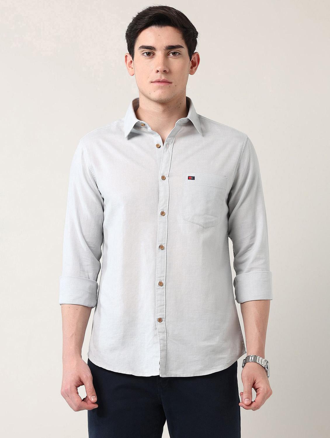 men solid long sleeve regular fit casual shirt - 21943342 - Standard Image - 1