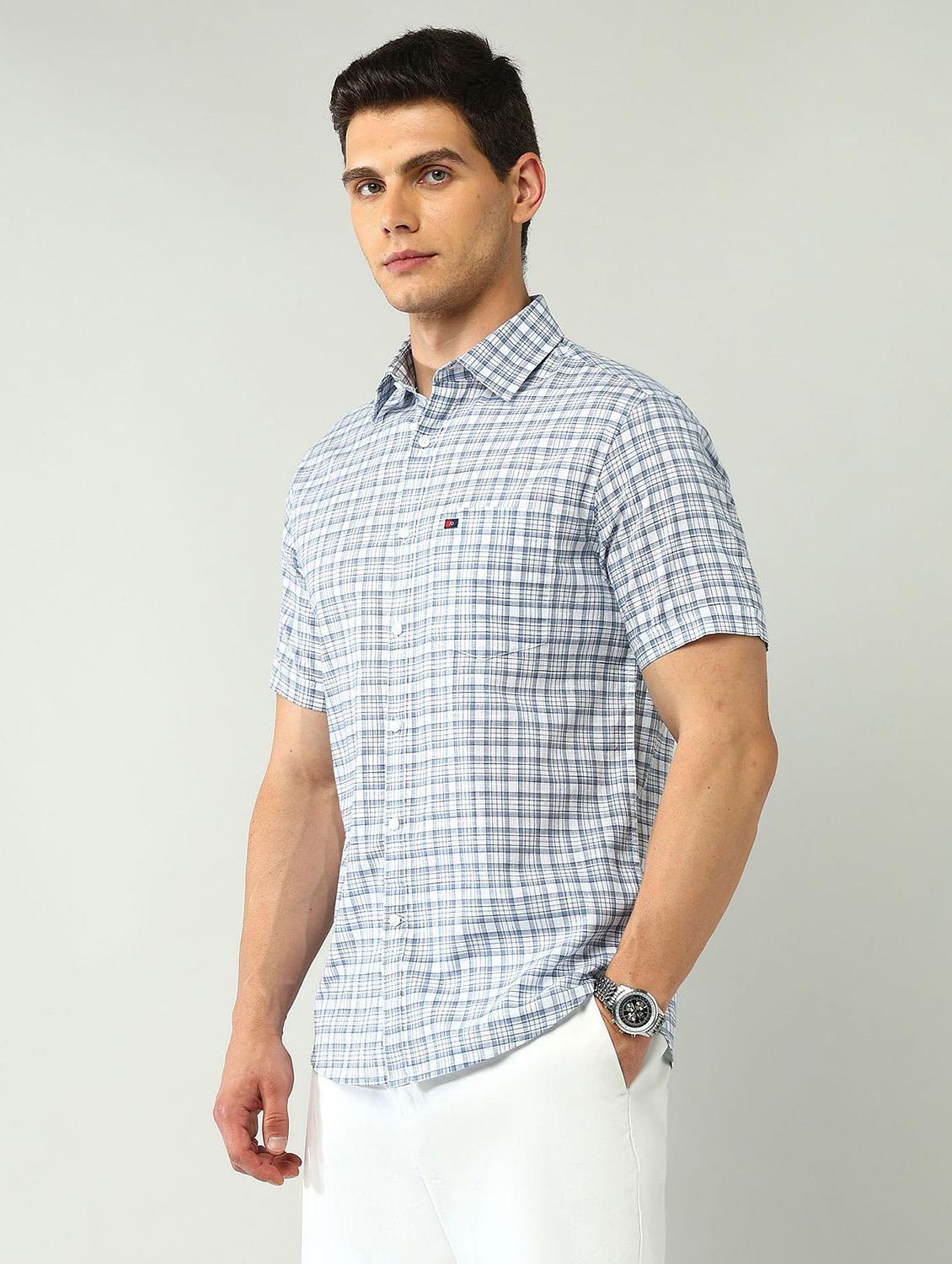 men checkered short sleeve regular fit casual shirt - 21943373 - Standard Image - 1