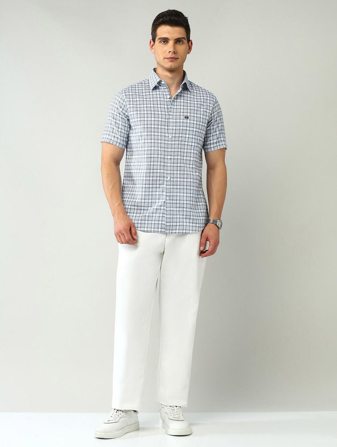 men checkered short sleeve regular fit casual shirt - 21943373 - Standard Image - 4