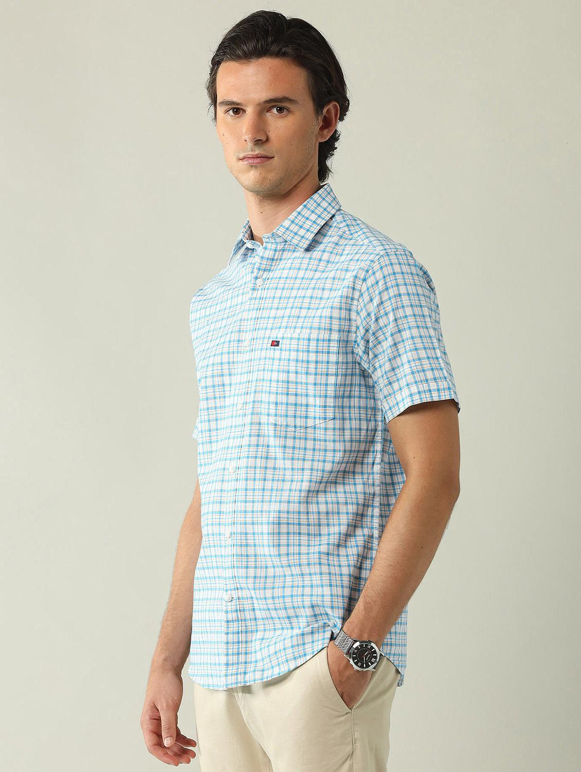 men checkered short sleeve regular fit casual shirt - 21943374 - Standard Image - 1