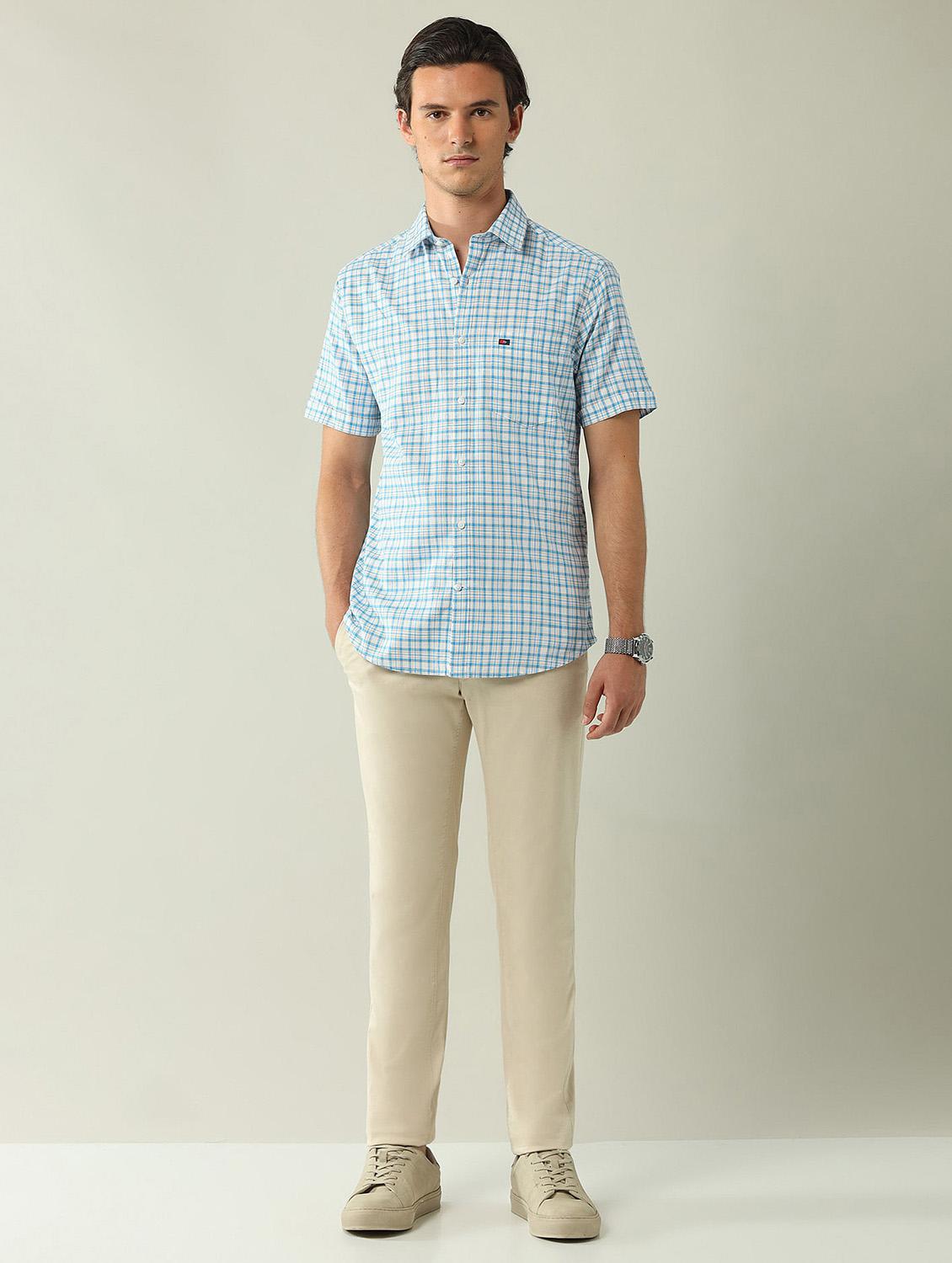 men checkered short sleeve regular fit casual shirt - 21943374 - Standard Image - 4