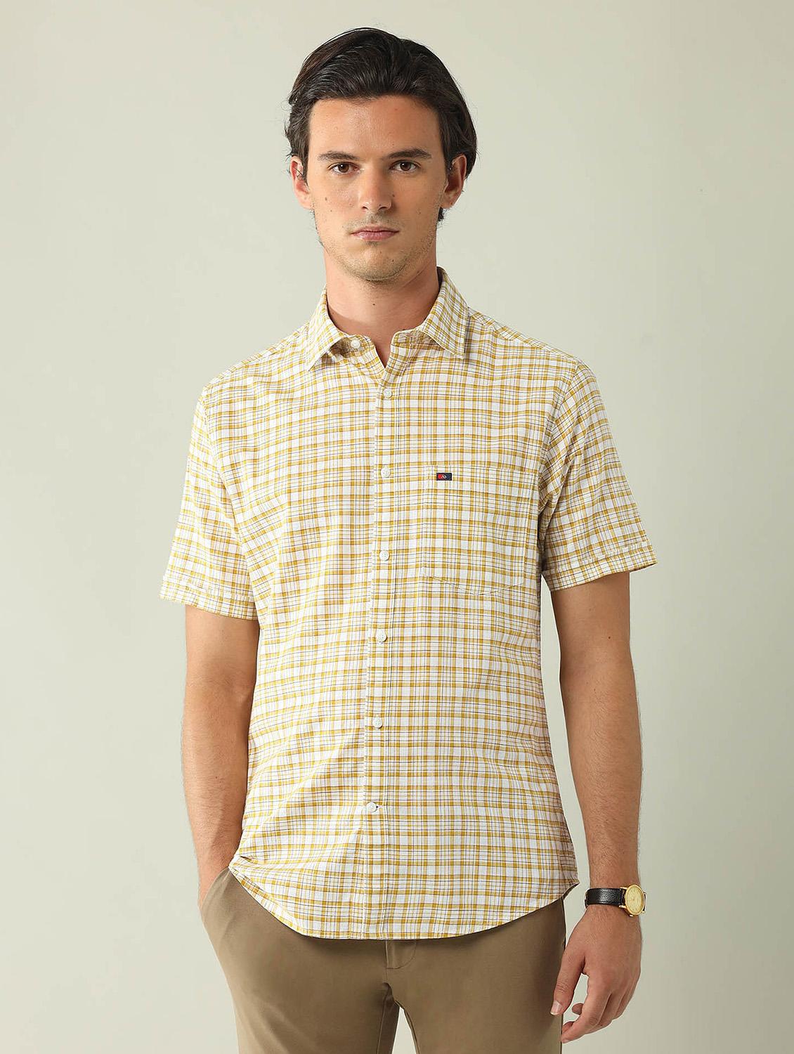 men checkered short sleeve regular fit casual shirt - 21943375 -  Zoom Image - 0