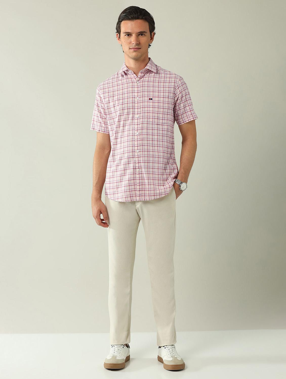 men checkered short sleeve regular fit casual shirt - 21943376 - Standard Image - 4