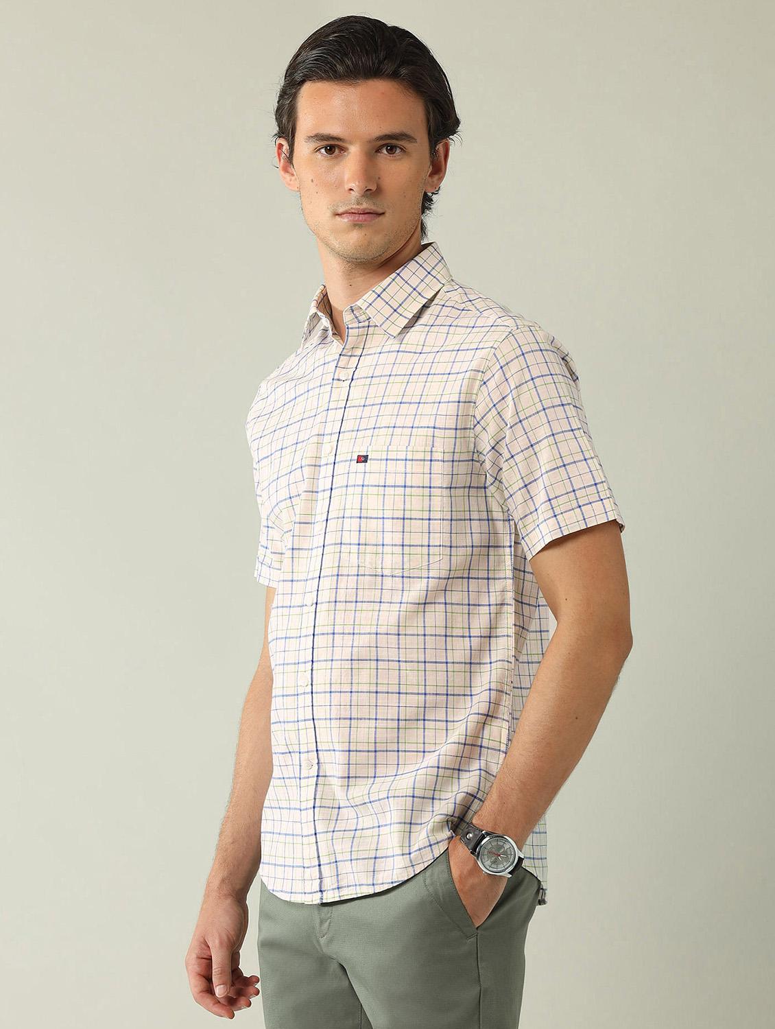 men checkered short sleeve regular fit casual shirt - 21943377 - Standard Image - 1