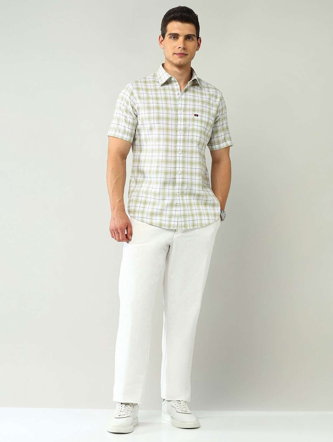 men checkered short sleeve regular fit casual shirt - 21943379 -  Standard Image - 4