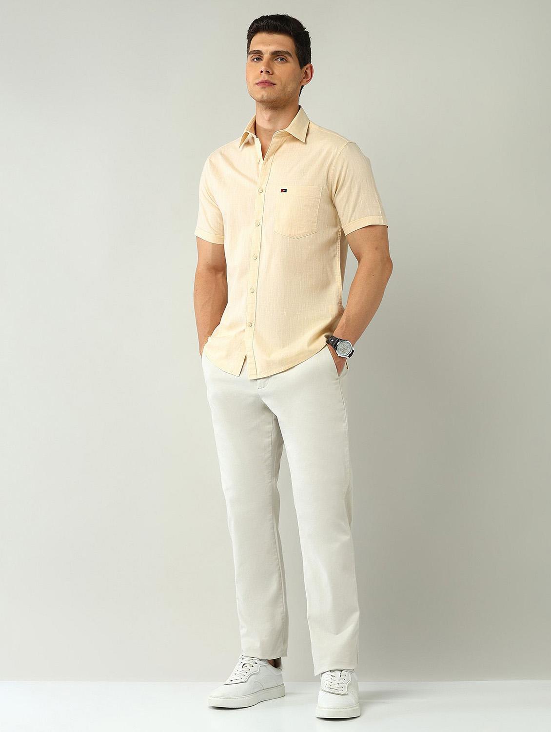 men solid short sleeve regular fit casual shirt - 21943380 - Standard Image - 4