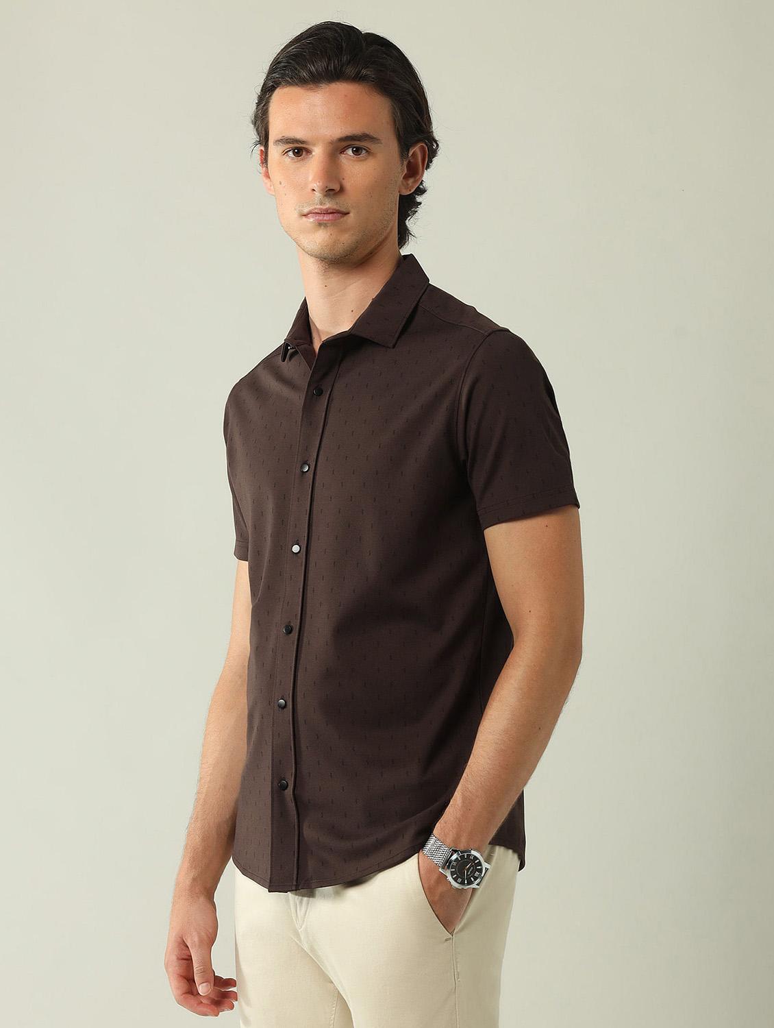 men self design short sleeve regular fit casual shirt - 21943381 - Standard Image - 1