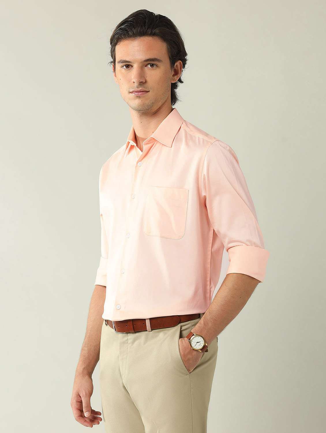 men solid long sleeve regular fit formal shirt - 21943388 - Standard Image - 1