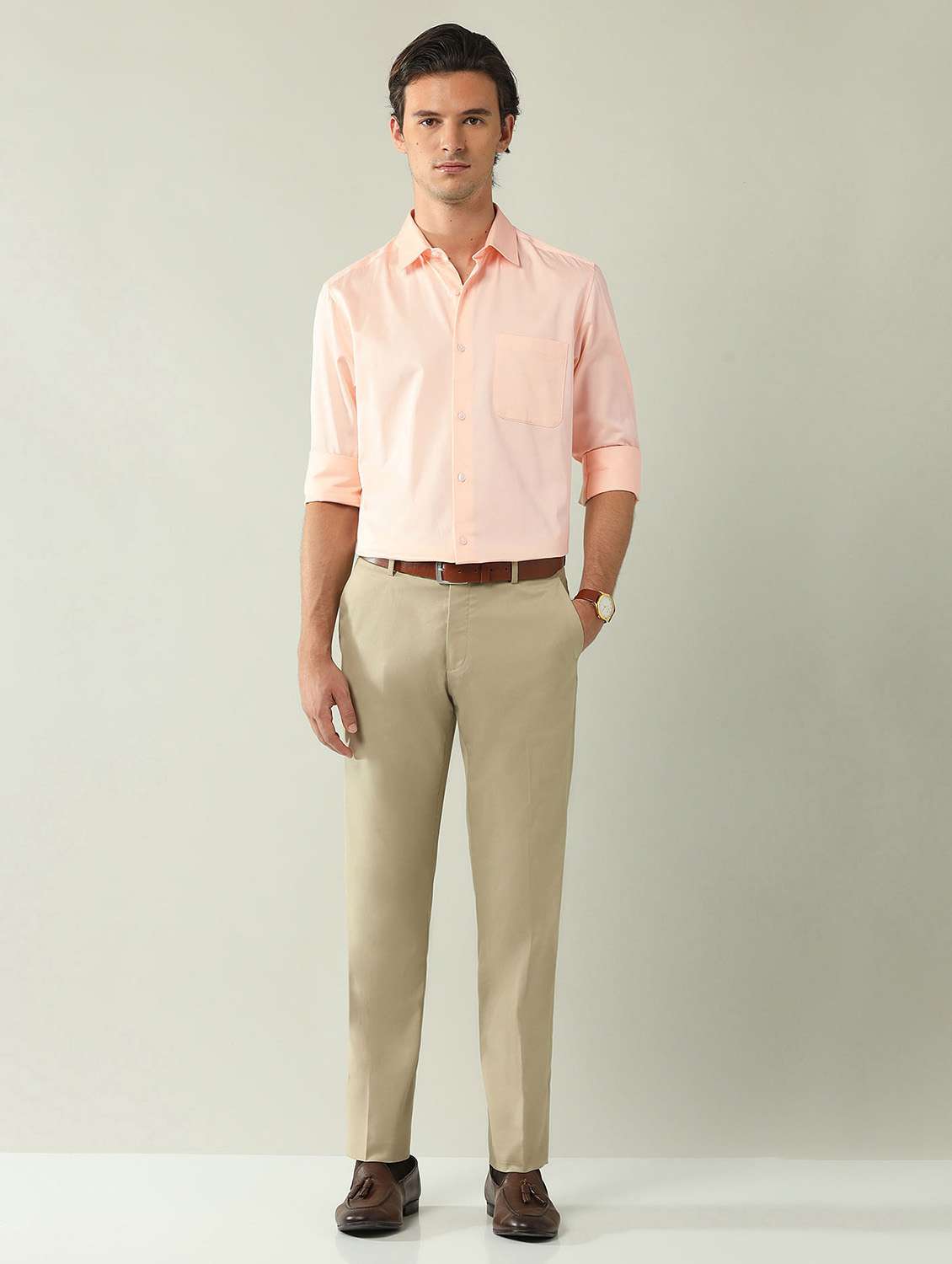 men solid long sleeve regular fit formal shirt - 21943388 - Standard Image - 4