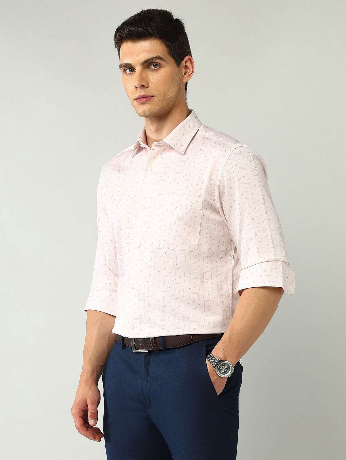 men printed long sleeve regular fit formal shirt - 21943390 -  Standard Image - 1