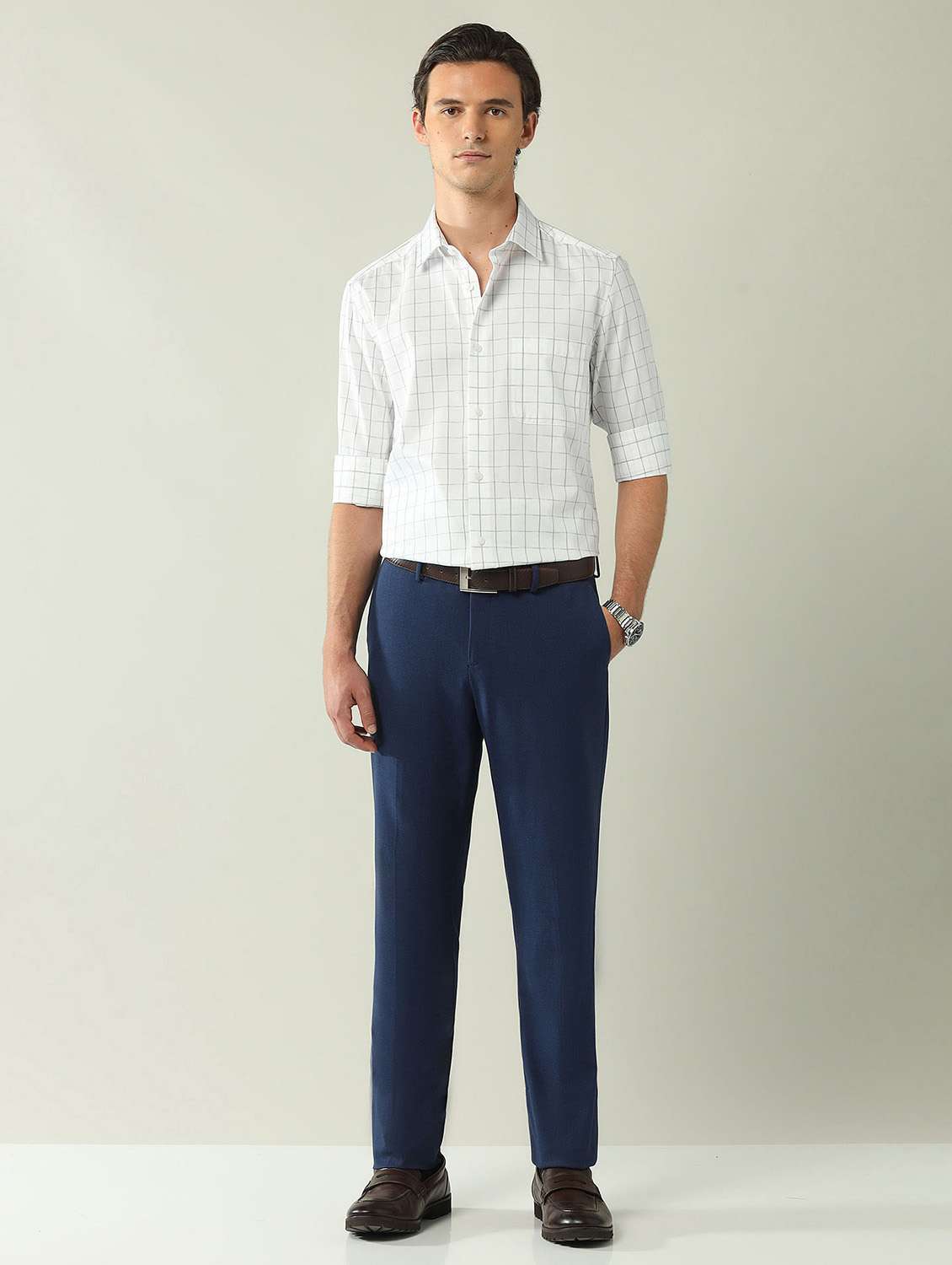 men checkered long sleeve regular fit formal shirt - 21943396 -  Standard Image - 4