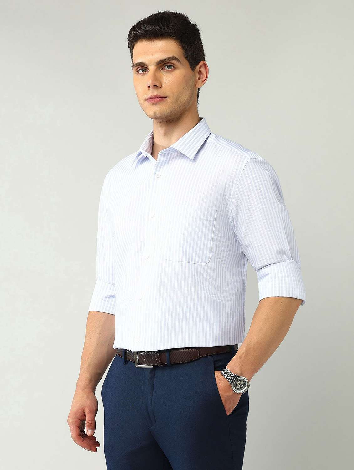 men striped long sleeve regular fit formal shirt - 21943397 -  Standard Image - 1