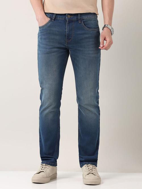 men washed mid rise full length jeans - 21943416 - Standard Image - 0