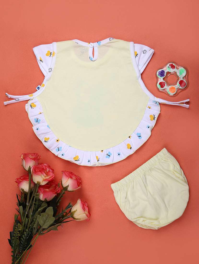 girls yellow printed frock with bloomer - 21943466 -  Standard Image - 1
