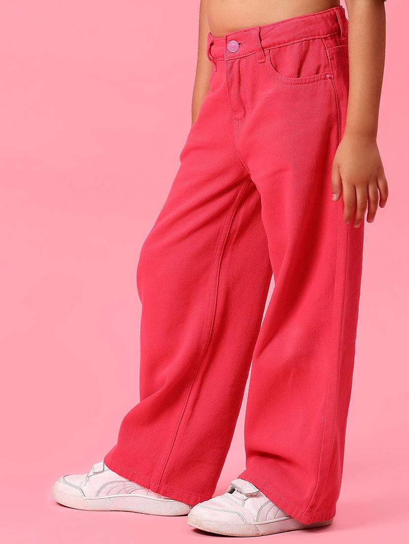 girls solid mid rise wide leg jeans - 21943473 - Standard Image - 1