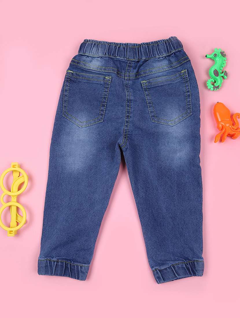 girls blue embroidered mid rise jogger - 21943475 - Standard Image - 1