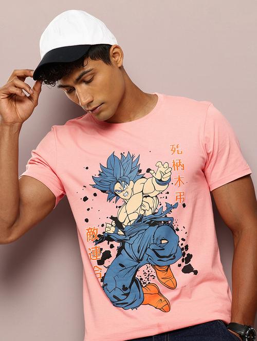 men front print round neck regular fit t-shirt - 21943485 - Standard Image - 0