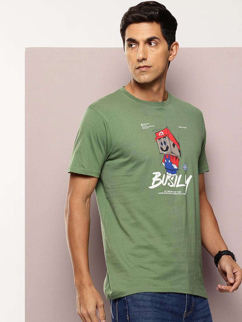 men chest print round neck regular fit t-shirt - 21943489 - Standard Image - 1