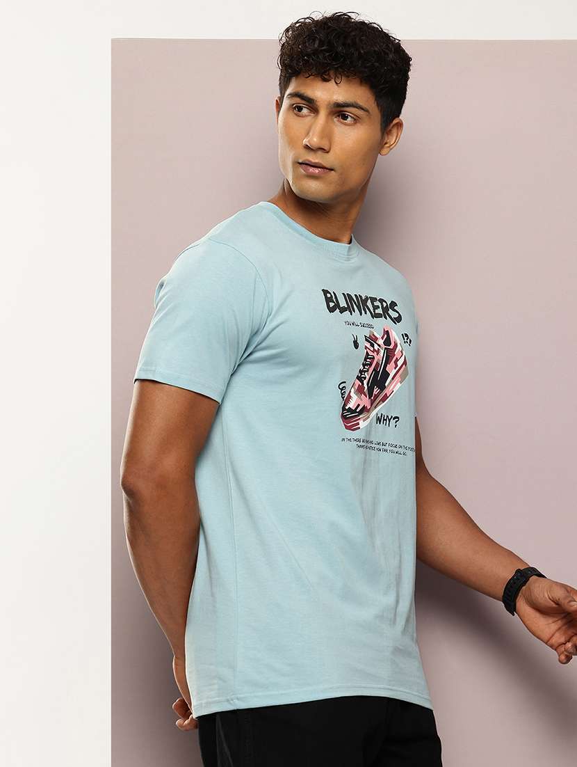 men front print round neck regular fit t-shirt - 21943490 - Standard Image - 1