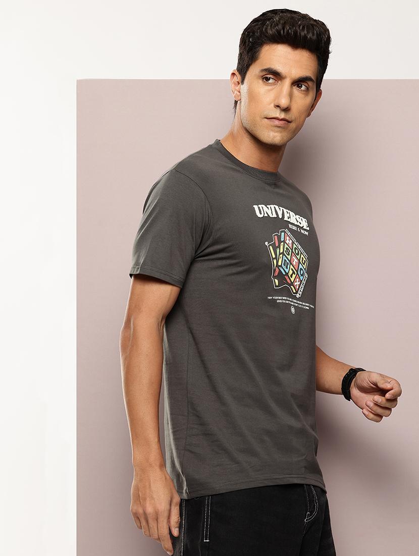 men chest print round neck regular fit t-shirt - 21943491 - Standard Image - 1