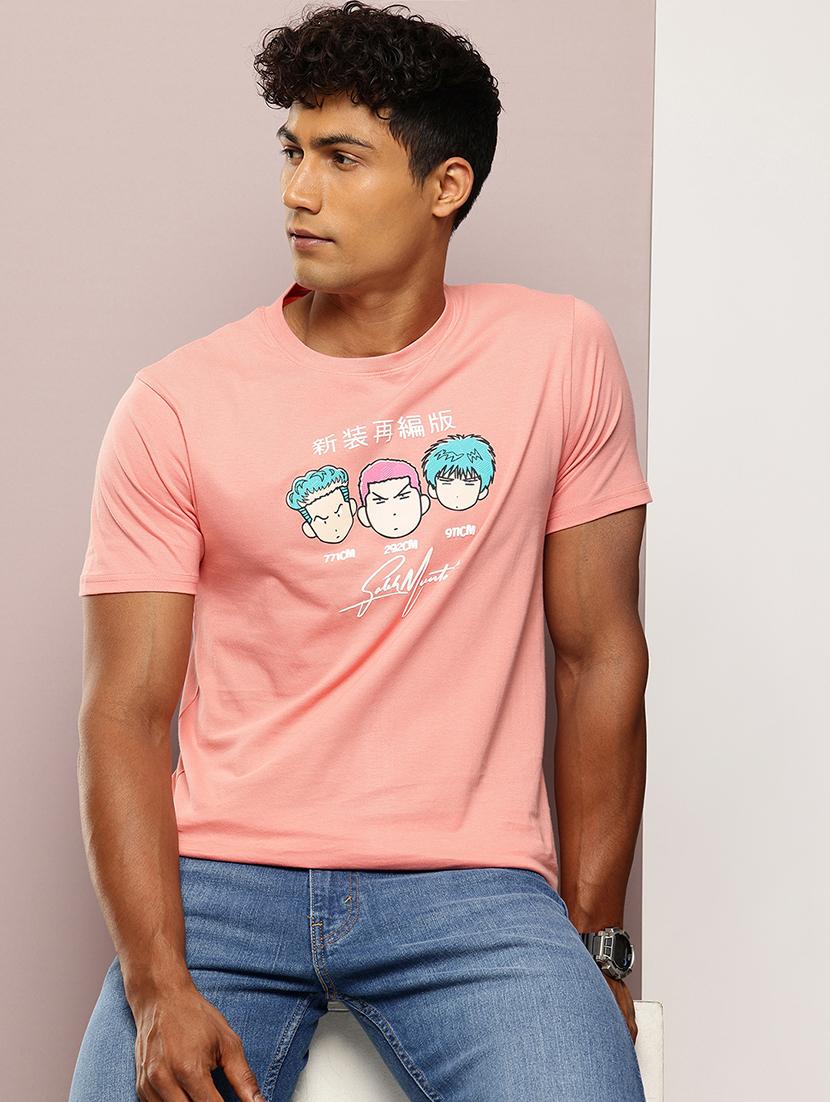 men chest print round neck regular fit t-shirt - 21943495 -  Zoom Image - 0