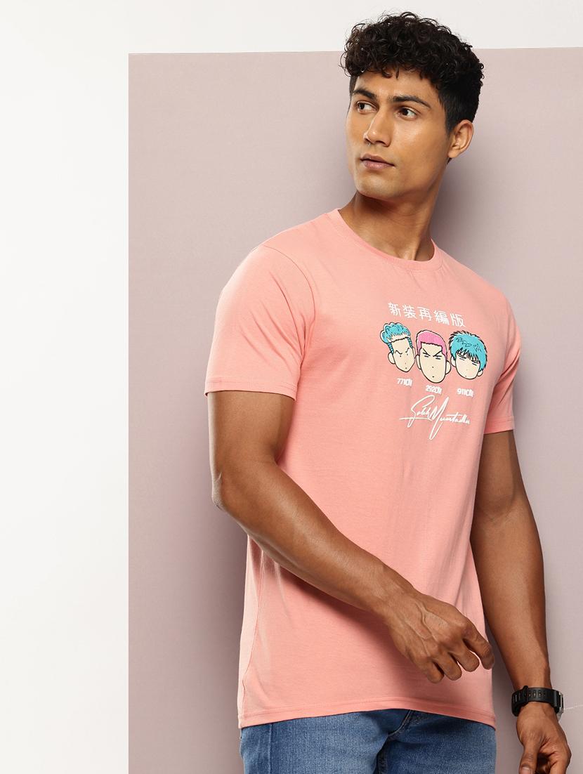 men chest print round neck regular fit t-shirt - 21943495 -  Standard Image - 1