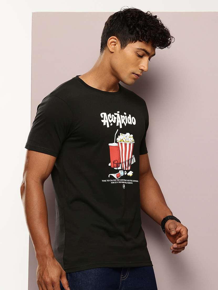 men front print round neck regular fit t-shirt - 21943496 -  Standard Image - 1