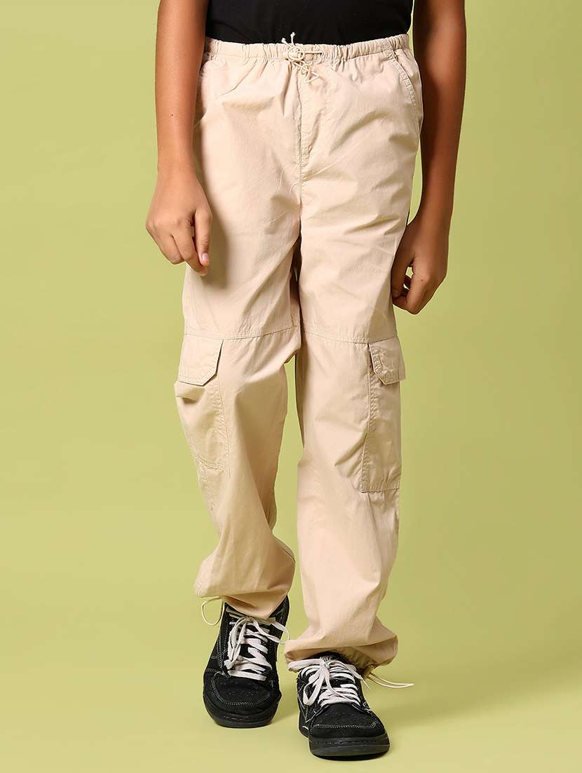 boys beige solid mid rise jogger cargo - 21943507 -  Standard Image - 1