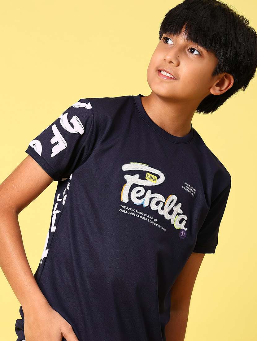 boys front & back printed round neck t-shirt - 21943523 - Standard Image - 1