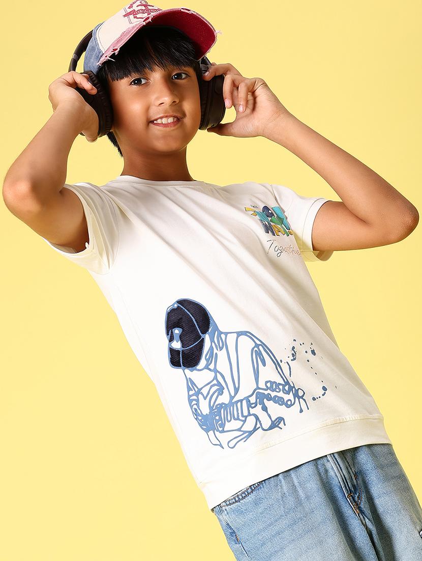 boys front & back printed round neck t-shirt