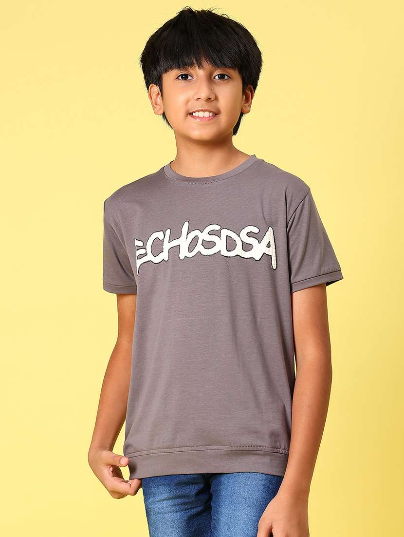 boys front & back printed round neck t-shirt - 21943534 -  Standard Image - 1