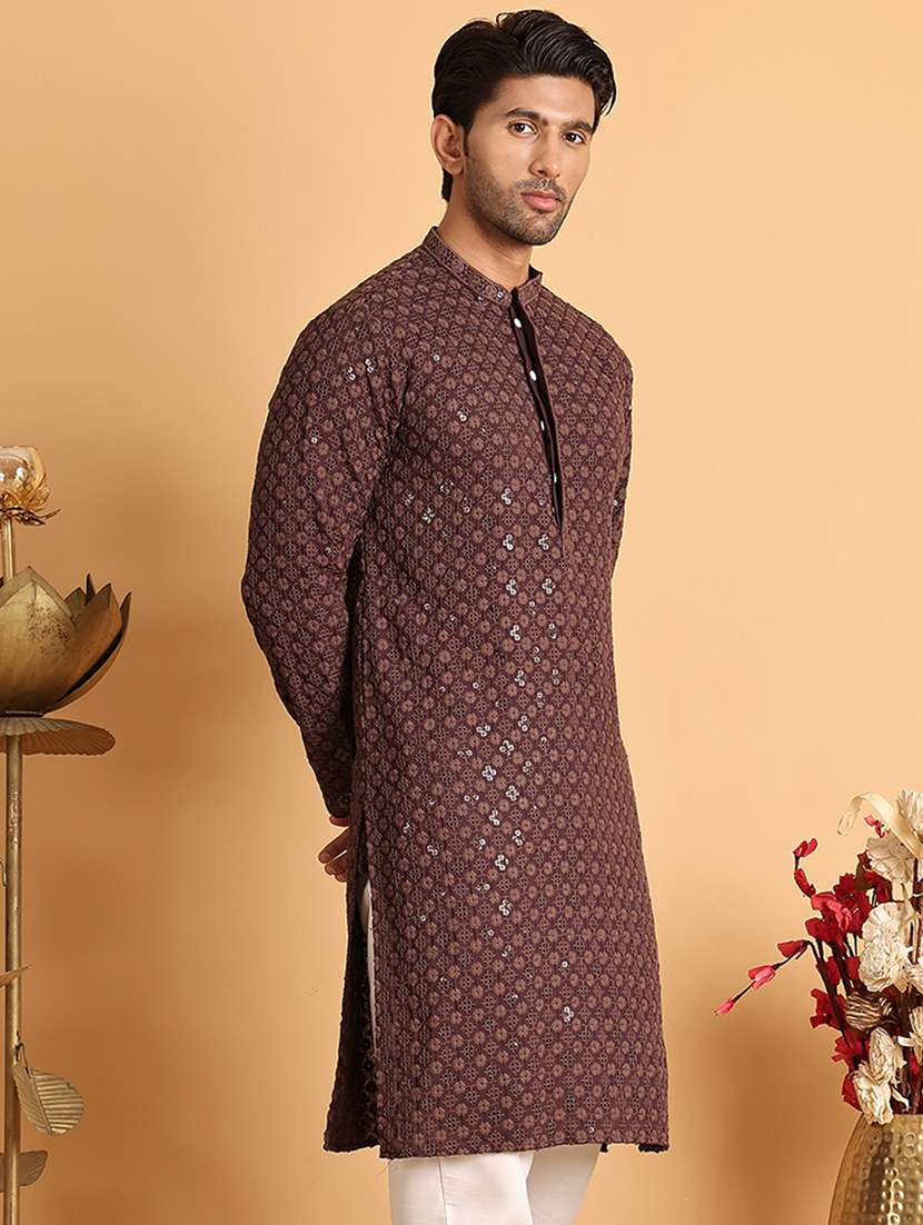 brown viscose long kurta - 21943554 - Standard Image - 1