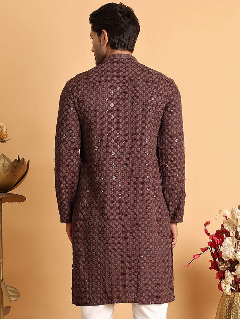 brown viscose long kurta - 21943554 - Standard Image - 4