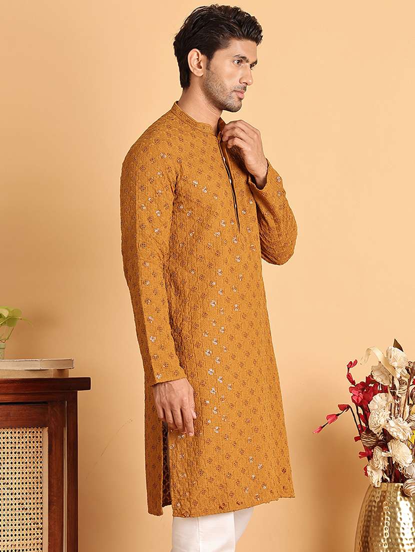 mustard viscose long  kurta - 21943555 -  Standard Image - 1