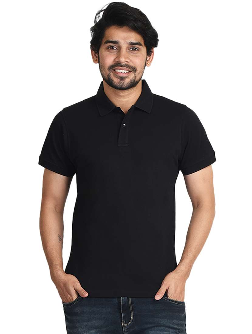 men solid short sleeve regular fit polo t-shirt - 21943558 - Standard Image - 1