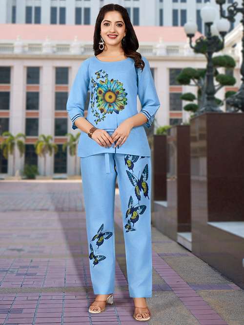 women floral print top and trouser co-ord set - 21943603 -  Standard Image - 0