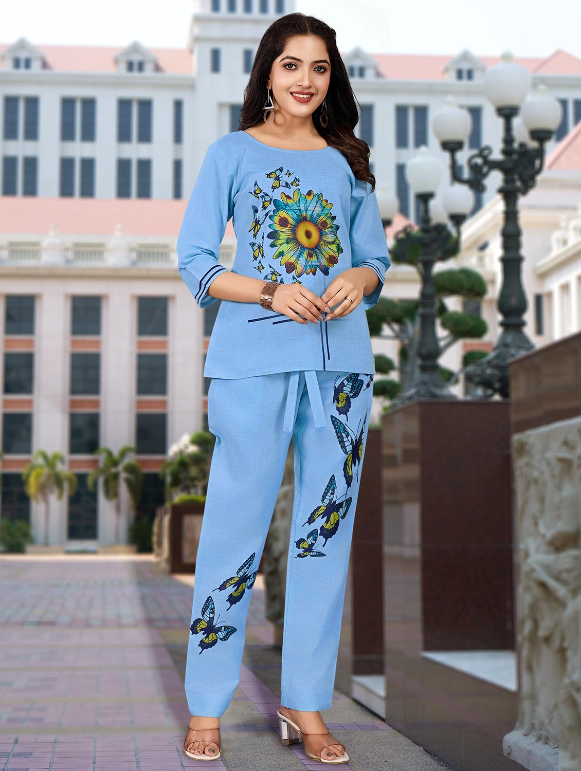 women floral print top and trouser co-ord set - 21943603 -  Standard Image - 1